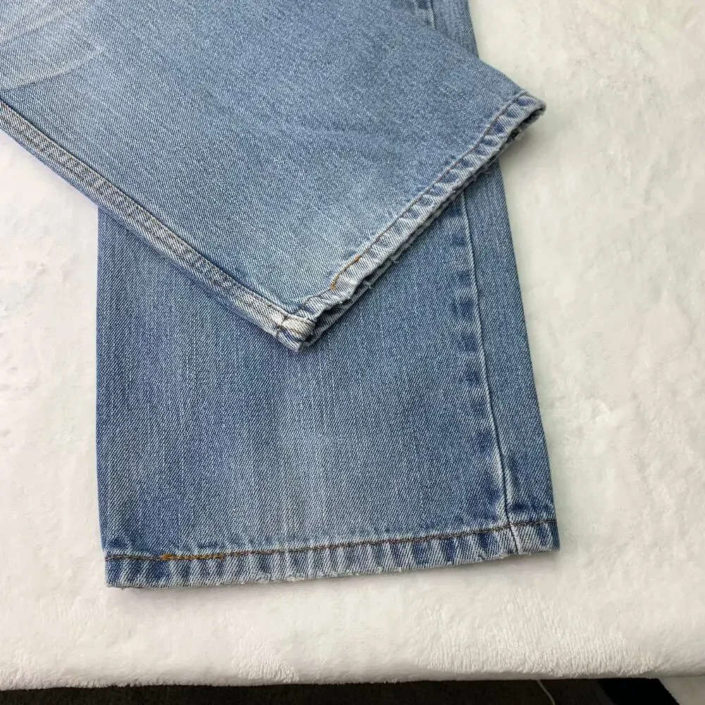 VTG Levi's 505 Mens 40x32 Regular Fit Light Wash Distressed Denim Blue Jeans